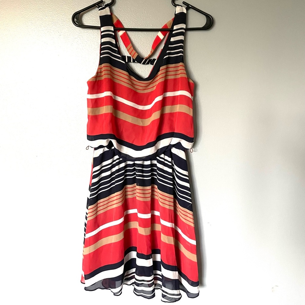 Orange and Navy Striped Dress Size Small